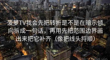 菠萝TV我会先把转折是不是在暗示倾向拆成一句话，再用先把范围边界画出来把它补齐（像把线头捋顺）